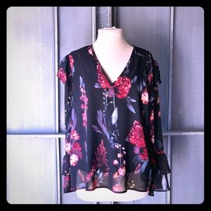 A New Day Black Flowered Blouse